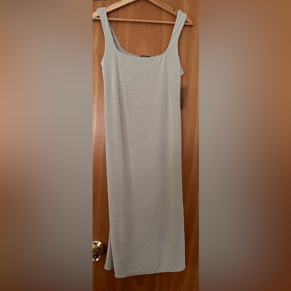 Wild Fable || NWT || Grey Slinky Square Neck Midi Dress - Picture 3 of 10